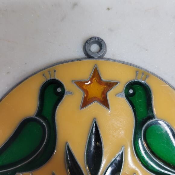 VINTAGE WILKUM Stained Glass Ornament Birds Star Round Sun Catcher Art Decor - Picture 11 of 12